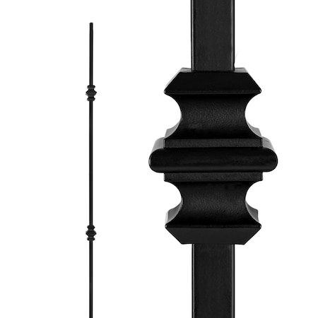 Nuvo Iron in Square x 44in Long Black Steel Interior Balusters - Double Collar, 12PK SQI2C-12MP